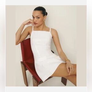 Reformation Phillipa white linen mini dress
